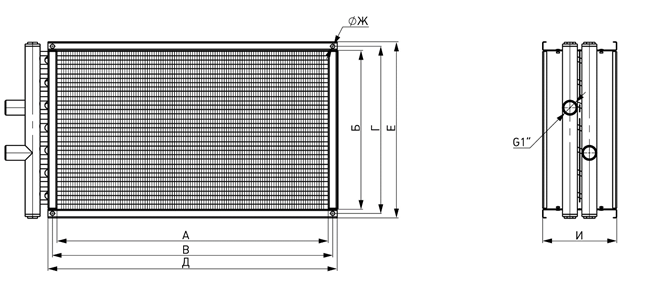 Структурная схема водяного воздухонагревателя DH